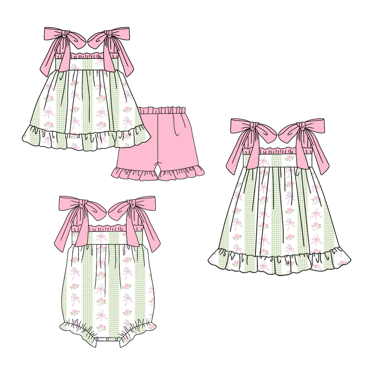 Custom moq 5 mix size Pink Floral And Bow Print Romper Dress Sleeveless for Baby Girls Cute Infant Outfit Casual Summer Wear