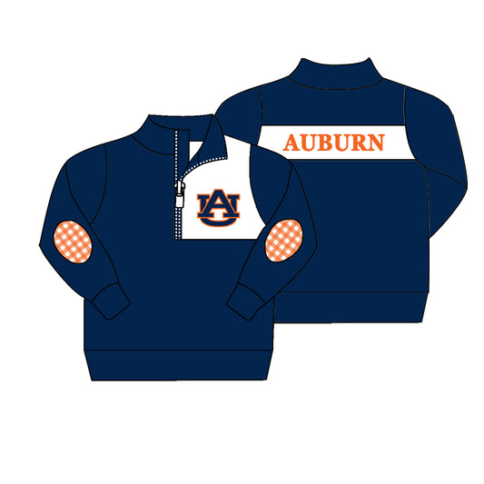 Custom moq 5 mix size milk silk summer teams baby girls boy clothes navy blue long sleeve top 2-25.8.27