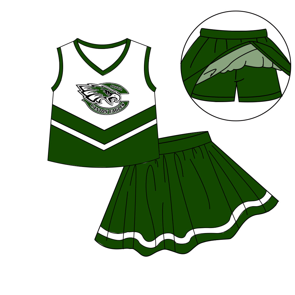 Custom moq 5 mix size milk silk eta 6-8weeks summer team green baby girls clothes team sleeveless skirts shorts sets-25.7.10