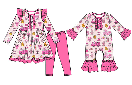 25.6.30 custom each style moq 5eta 4-6week Sibling Sisters pink baby girl long sleeve pants sets and rompers match family design