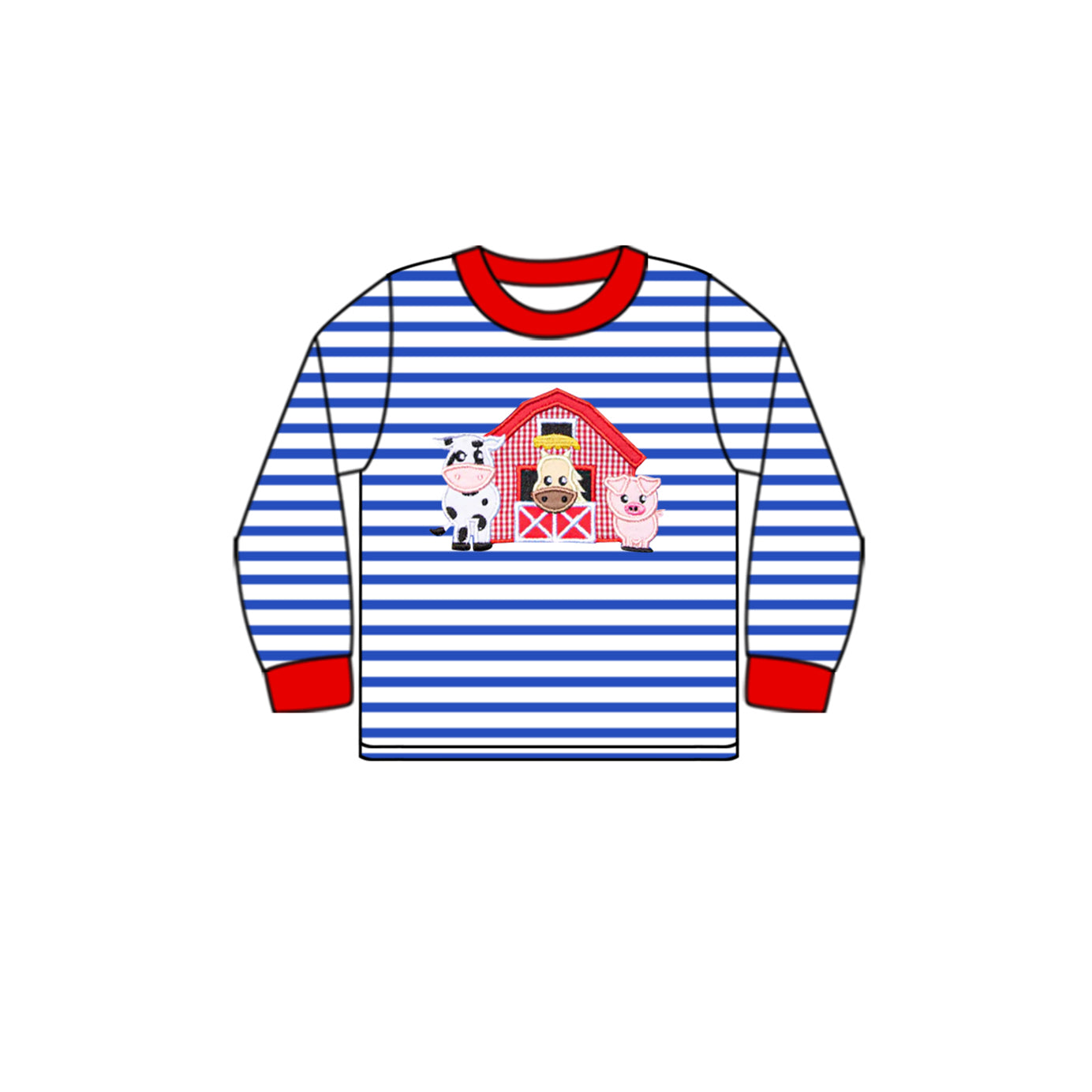 7.18 custom each style moq 5eta 4-6week Sibling Sister farm blue striped baby girls sets and top match family design