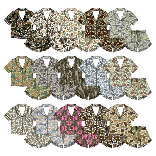 26.1.1 custom each style moq 5 eta 6-8week Sibling Sisters camouflage baby girl clothes short sleeve shorts sets 15 match family design