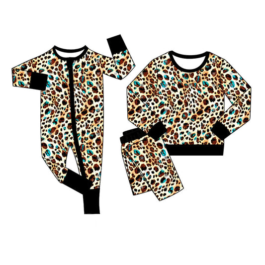25.11.8 custom each style moq 5 eta 6-8week Sibling Sisters leopard baby girl clothes long sleeve pants sets and romper match family design