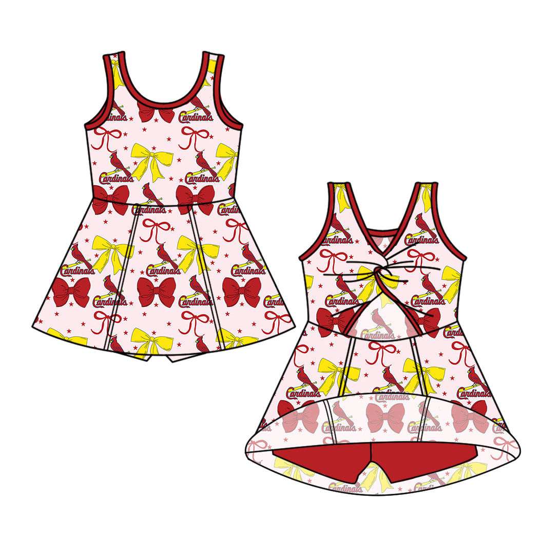 Custom moq 5 mix size milk silk summer teams baby girls clothes team bow red long sleeve hooded pants sets and dress 1 and dress 2 and romper-25.6.16