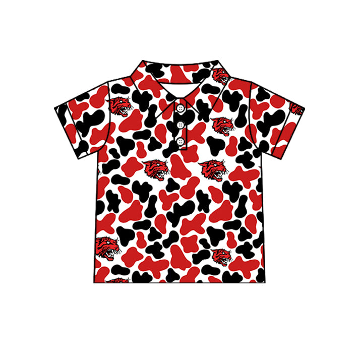 Custom moq 5 mix size summer teams Baby Boys Camo Print Short Sleeve Button Polo Top
