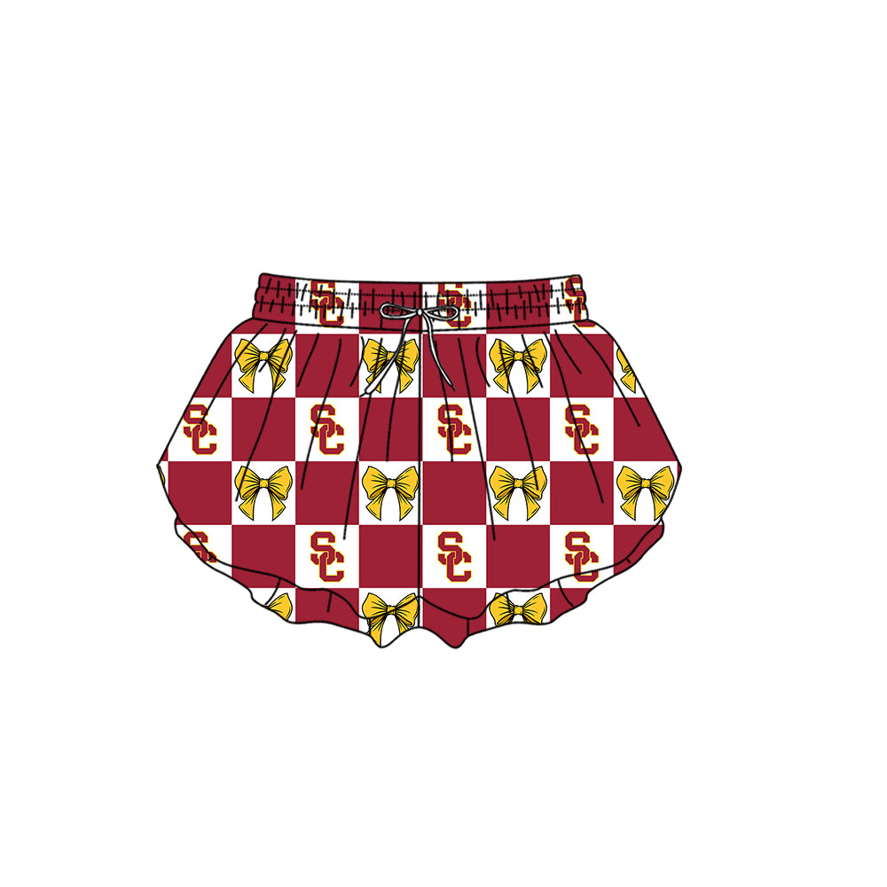 Custom moq 5 mix size Milk silk summer girls' three-piece set with letter bow print plaid sleeveless skirt including a dress and shorts