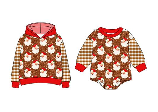 25.7.9 custom each style moq 5eta 4-6week Sibling Sisters Christmas baby boy long sleeve romper and top match family design
