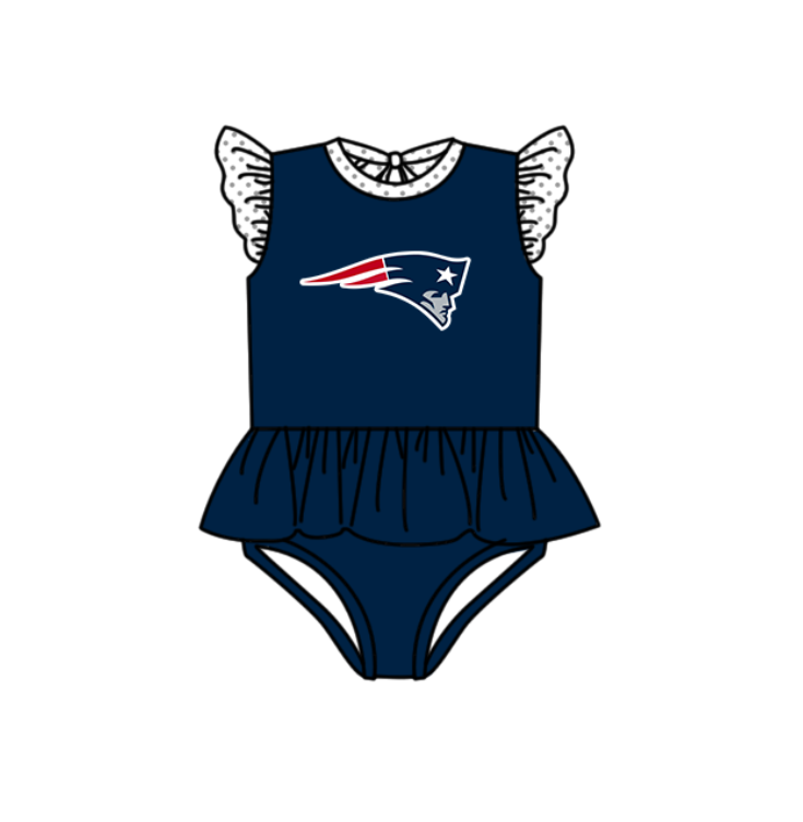 Custom moq 5 mix size milk silk summer teams Navy Blue baby girl boys clothes Two-Piece Swimsuit Set One Piece Swimsuits boy swim trunks