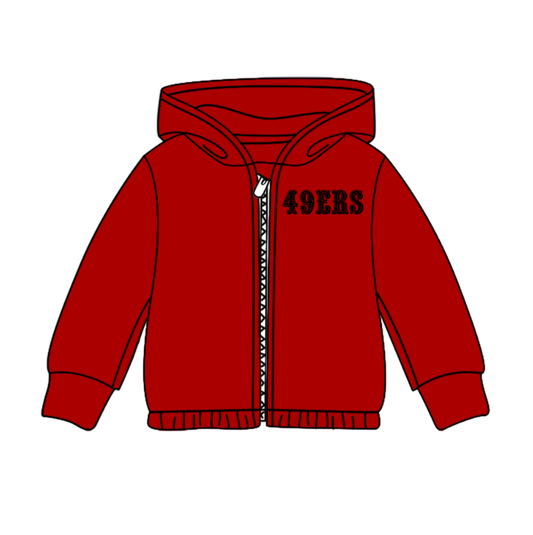 Custom moq 5 mix size milk silk baby girls clothes team red hooded long sleeve top-25.8.2