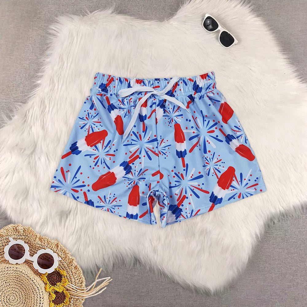 RTS NO MOQ baby boy clothes 4th of july summer swim trunks