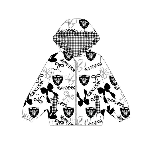 Custom moq 8 mix size milk silk summer team baby girls clothes bow black hooded long sleeve top-25.9.27