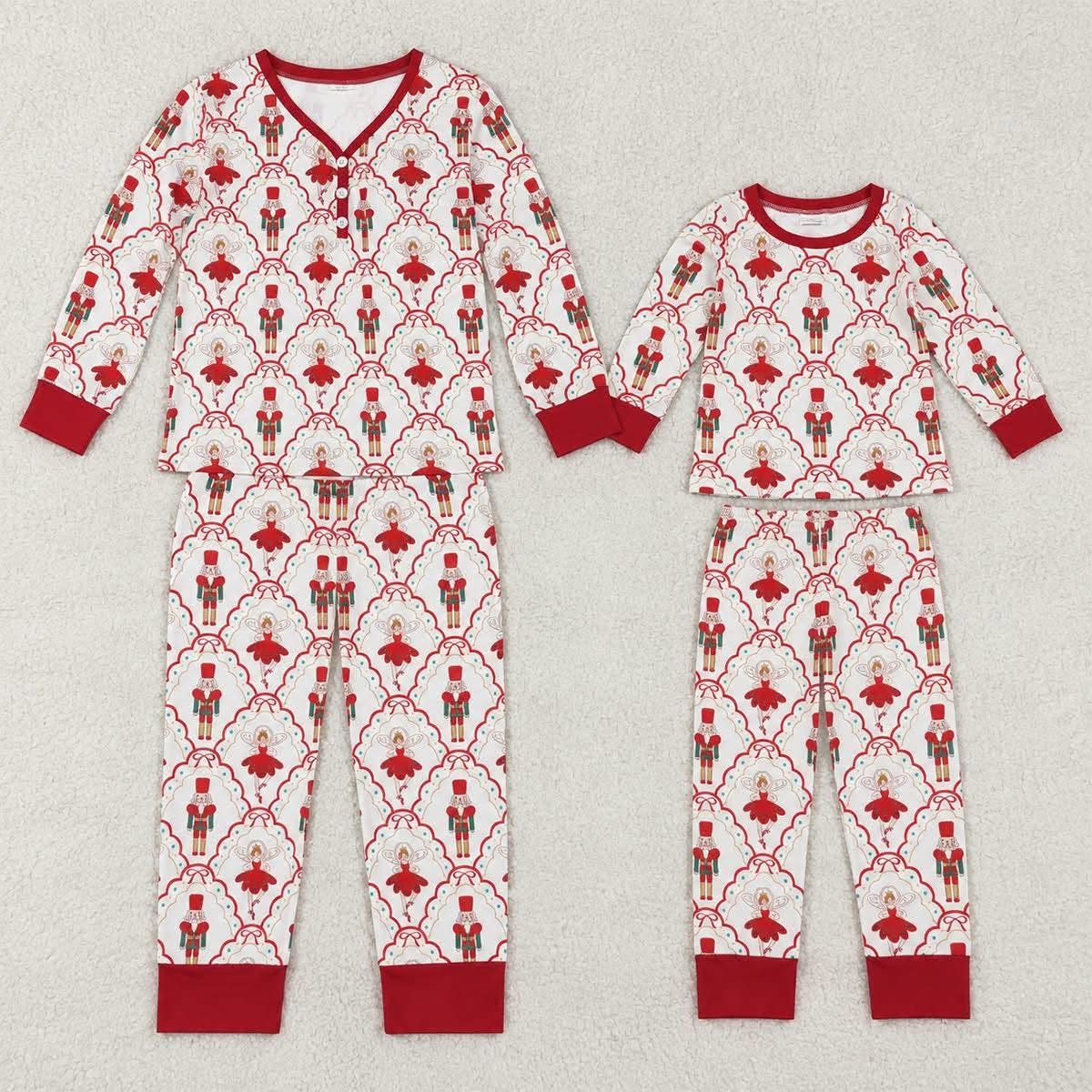 RTS NO MOQ Sibling milk silk Adult To Match Kids Christmas long sleeve pants Sets