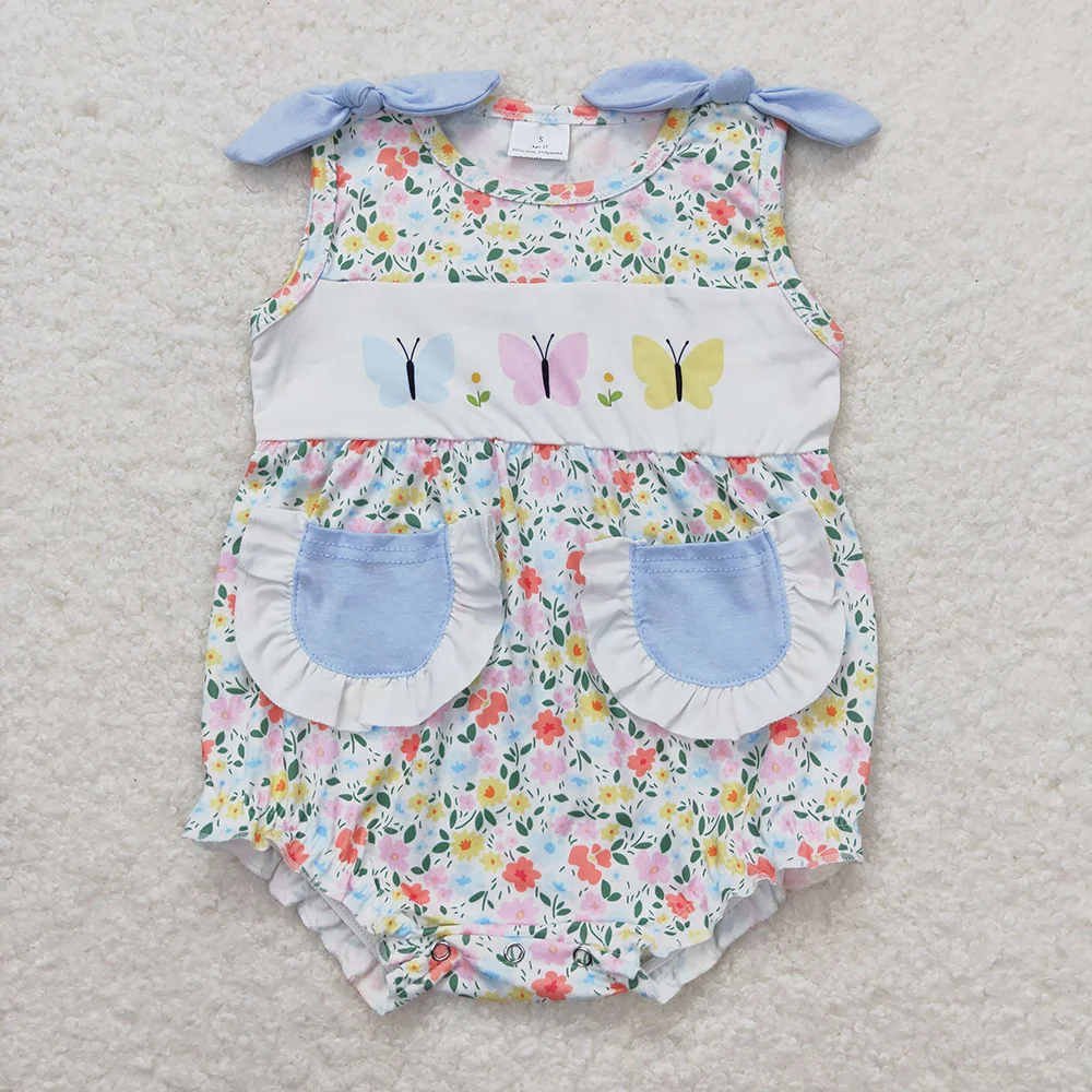 Baby Girls Floral Butterfly Sibling Sister Dress Romper Clothes Sets
