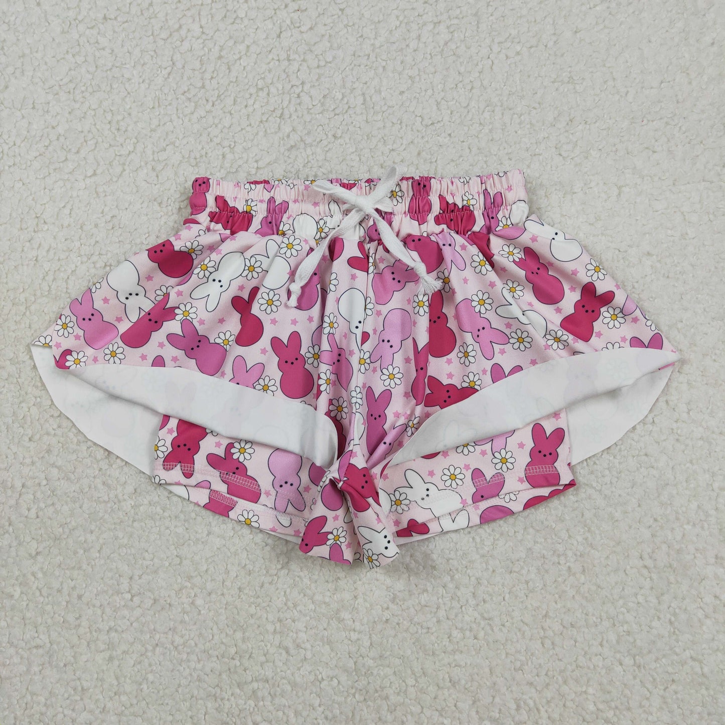 RTS NO MOQ（In Stock) Easter Flower Star Rose Red Bunny Yoga Shorts