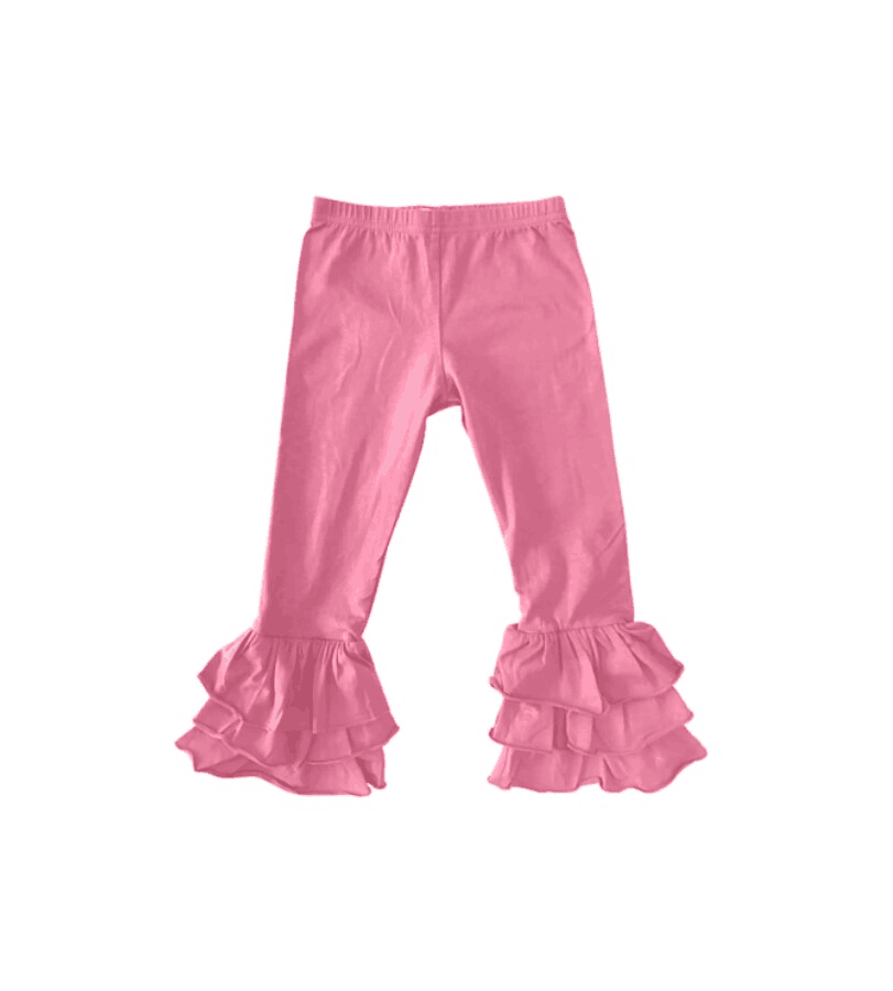 custom Girls pink ruffled trousers  moq 5