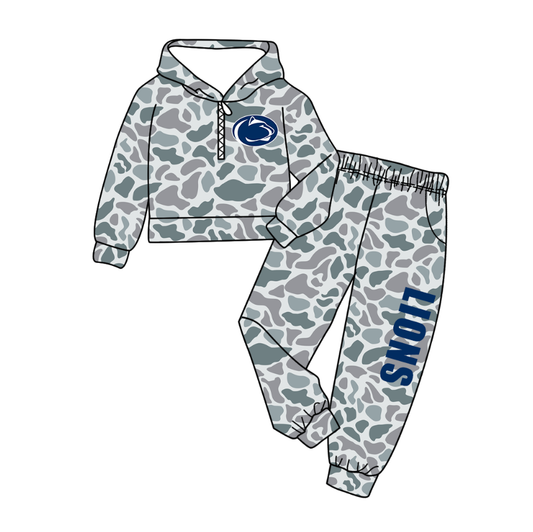 Custom moq 5 mix size milk silk Camouflage Cute Long-Sleeved Pants Set