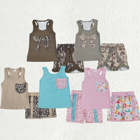 Sibling Baby Girls clothes camouflage leopard Summer Sibling Sister Clothes Sets
