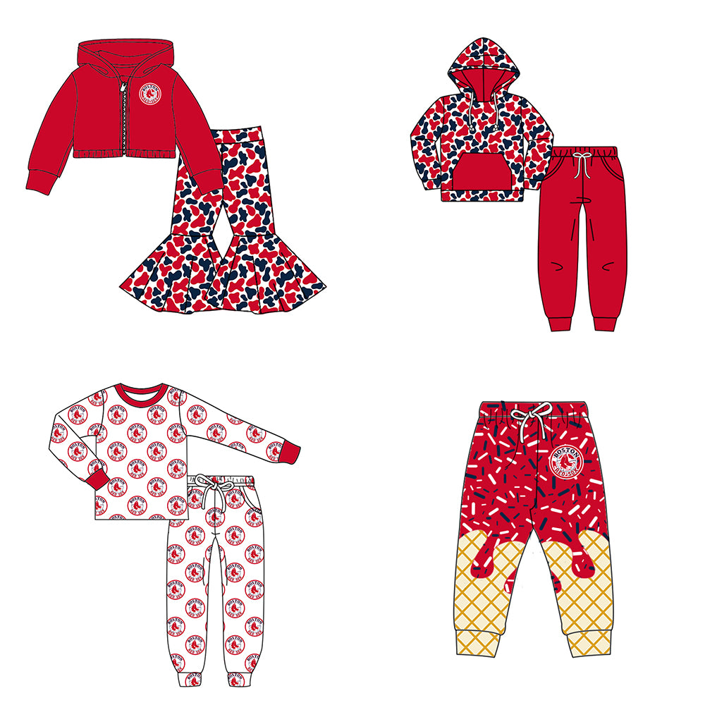 Custom moq 5 mix size milk silk summer teams baby girls clothes camouflage red hooded long sleeve pants sets 2 and boy pants sets and pant-25.8.8