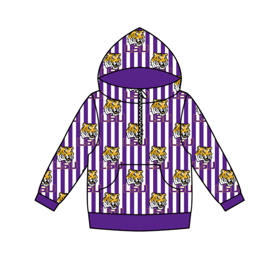 Custom moq 5 mix size milk silk summer team baby boy clothes purple hooded long sleeve top-25.10.27
