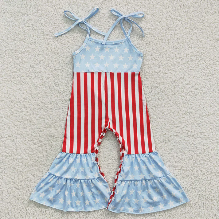 RTS Baby girls clothes 4th of july suspender jumpsuit
