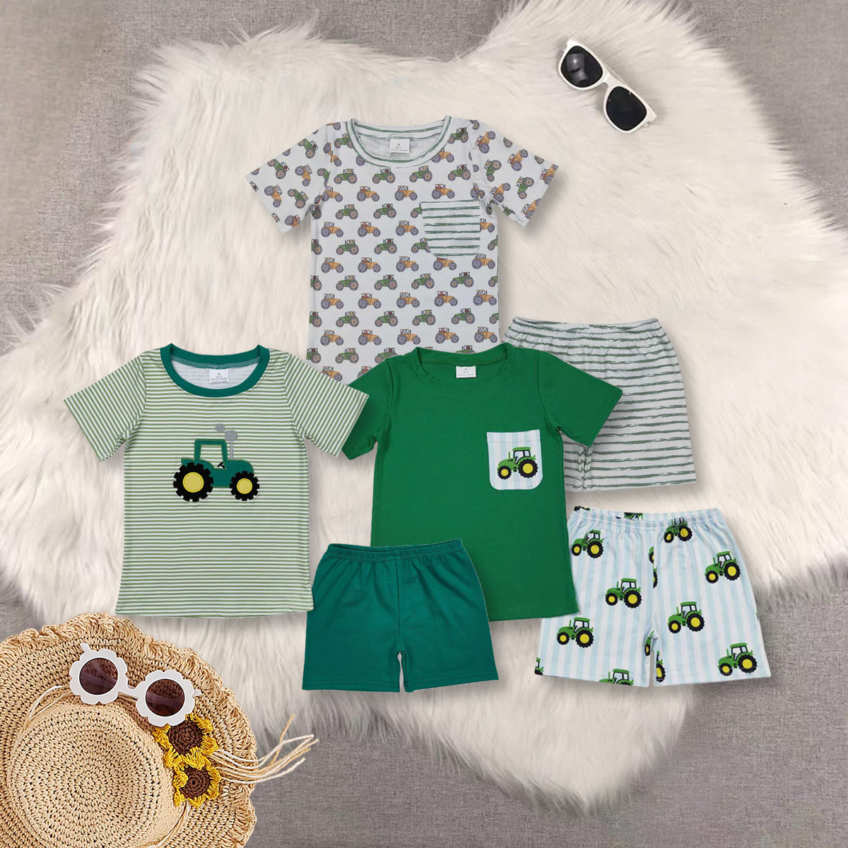 RTS NO MOQ Baby boy girls clothes  Short Sleeve shorts Suit