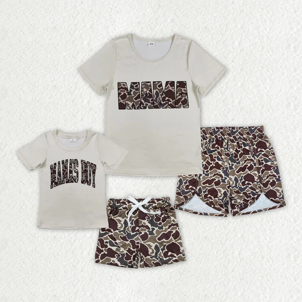 RTS NO MOQ Sibling baby girl clothes and Adult clothes MAMA kids short sleeve shorts set and adult sets