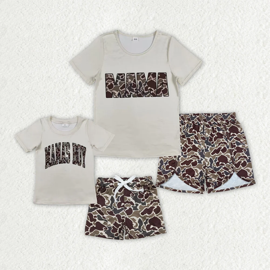 RTS NO MOQ Sibling baby girl clothes and Adult clothes MAMA kids short sleeve shorts set and adult sets