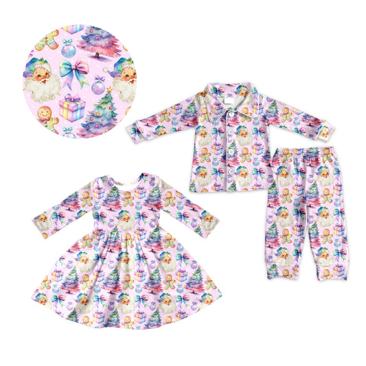 25.6.3 custom each style moq 5eta 4-6week Sibling Sisters Christmas bow gift baby girl long sleeve pants sets and dress match family design