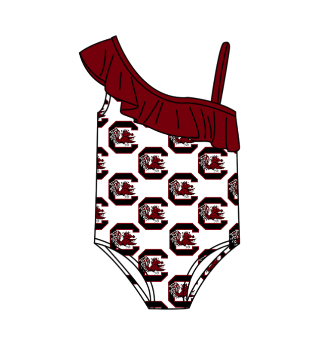 Custom moq 5 mix size milk silk summer teams Baby Girl Red Stripe Two-Piece Swimsuit Set One Piece Swimsuits Boys Swim Trunks