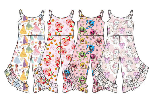 3.4 custom each style moq 5eta 4-6week Sibling Sister baby girl jumpsuit and jumpsuit 4 match family design