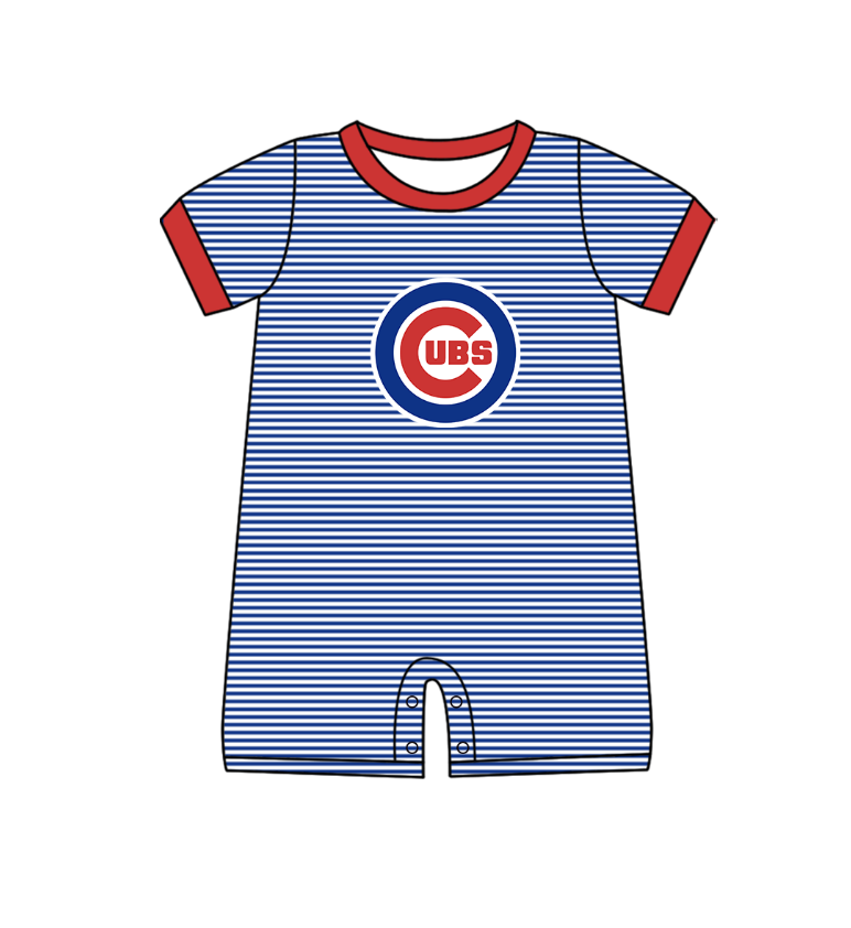 Custom moq 5 mix size milk silk summer teams Baby Boys And Girls Blue Short-Sleeved Shirt And Shorts Set Matching Striped Rompers Outfit Set