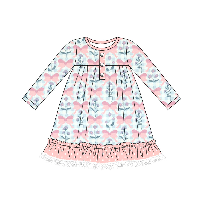 7.25 custom each style moq 5eta 4-6week Sibling Sister bow pink baby girls sets and dress and rompers match family design