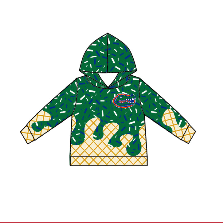 Custom summer teams baby girls clothes team green hooded long sleeve tops and dress and skirts and shorts 1 and shorts 2-25.5.8