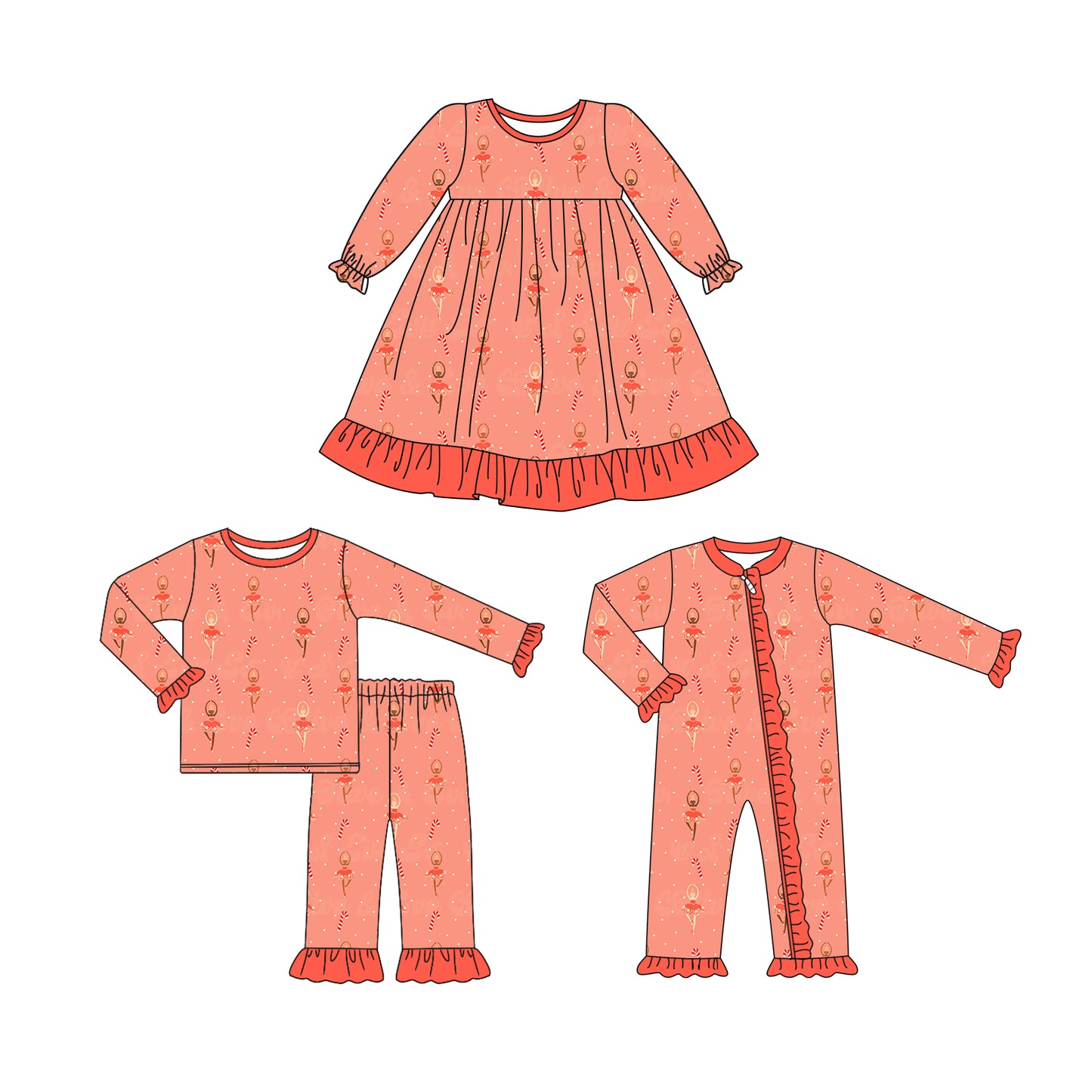 25.6.21 custom each style moq 5eta 4-6week Sibling Sisters Christmas baby girl long sleeve pants sets and dress and rompers match family design