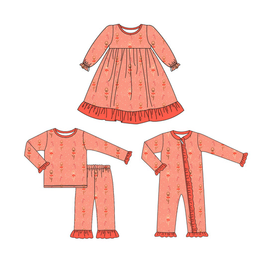 25.6.21 custom each style moq 5eta 4-6week Sibling Sisters Christmas baby girl long sleeve pants sets and dress and rompers match family design