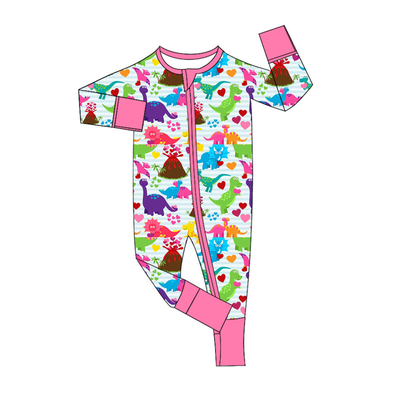10.14 custom each style moq 5eta 4-6week Sibling dinosaur colorful baby girls sets and rompers match family design