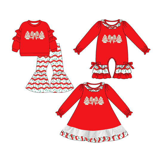 25.6.5 custom each style moq 5eta 4-6week Sibling Sisters Christmas bow red baby girl long sleeve pants sets and dress and rompers match family design