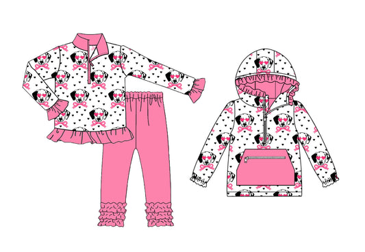 25.9.6 custom each style moq 5eta 4-6week Sibling Sisters bow baby girl long sleeve pants sets and top match family design