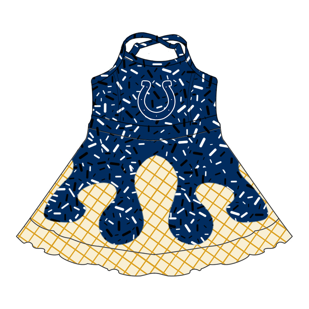 Custom summer teams baby girls clothes team blue hooded long sleeve tops and short sleeve top and dress and pants and shorts-25.6.19