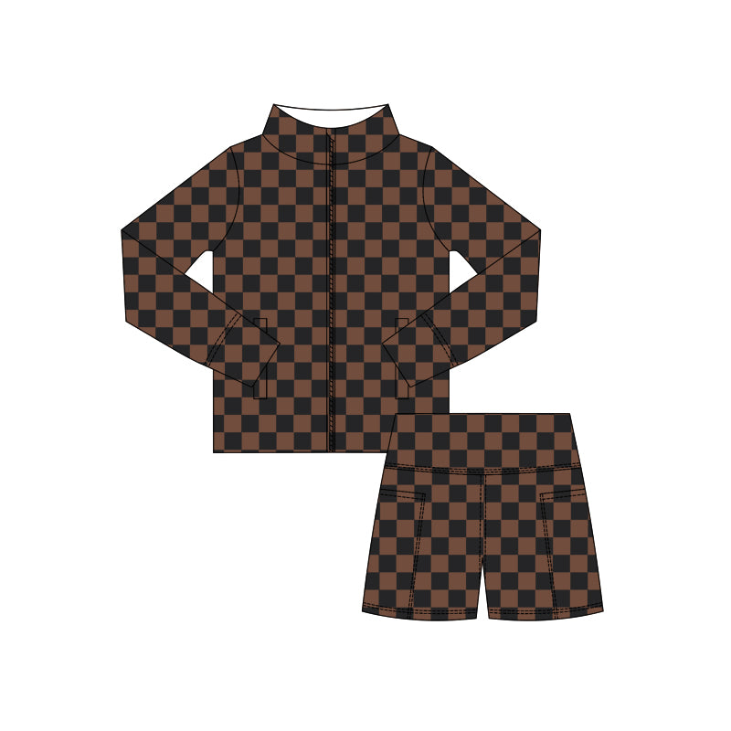 25.5.30 custom each style moq 5eta 4-6week Sibling Sister plaid baby girl long sleeve shorts sets 1 and set 4 match design