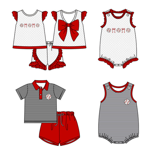 25.11.15 custom each style moq 5 eta 6-8week Sibling Sister baseball bow baby short sleeve shorts sets 2 and romper 2 match design