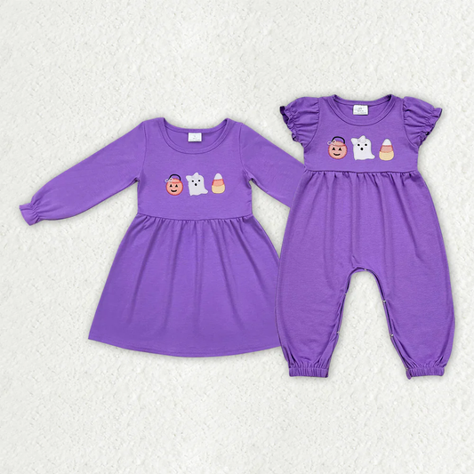RTS Sibling baby girls clothes embroidery long Sleeve dress and rompers