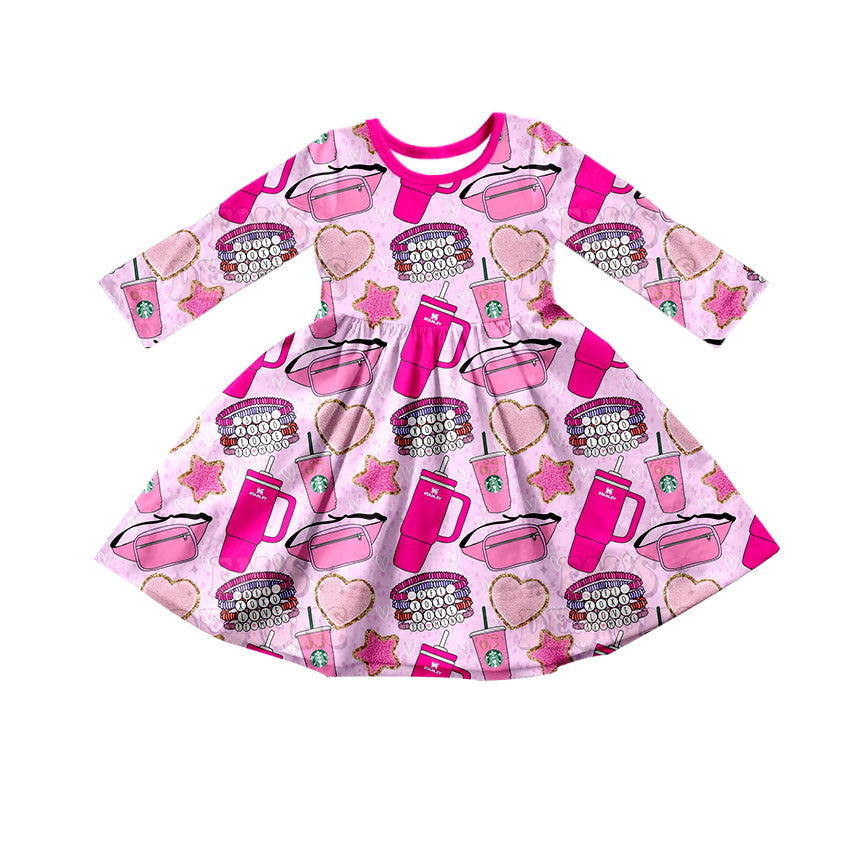 5.21custom each style moq 5eta 4-5week Sibling Sister love cup prints purple pink boys set and girls dress match family design