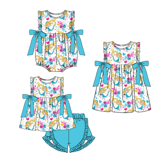 11.28 custom each style moq 5eta 4-6week Sibling Sister floral baby girl short sleeve shorts sets and dress and rompers match family design