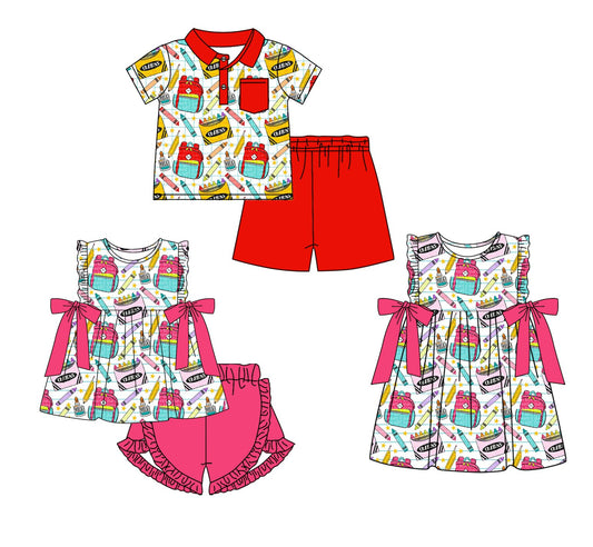 26.1.22 custom each style moq 5 eta 6-8week Sibling Sister baby short sleeve shorts sets 2 and dress match design