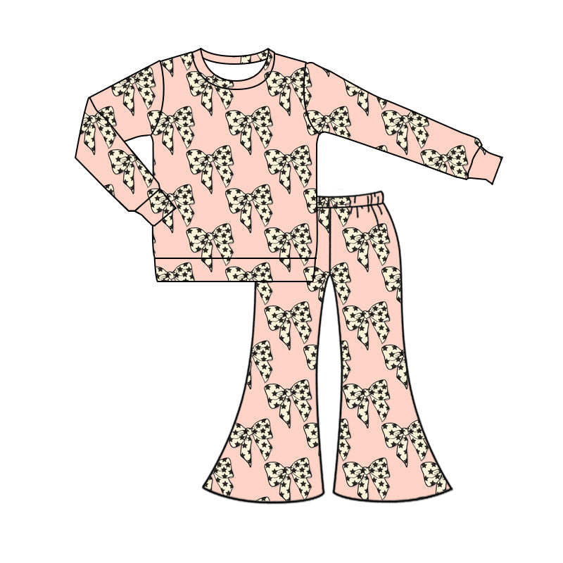 7.26 custom each style moq 5eta 4-6week Sibling Sister bow beige baby girls sets and rompers match family design