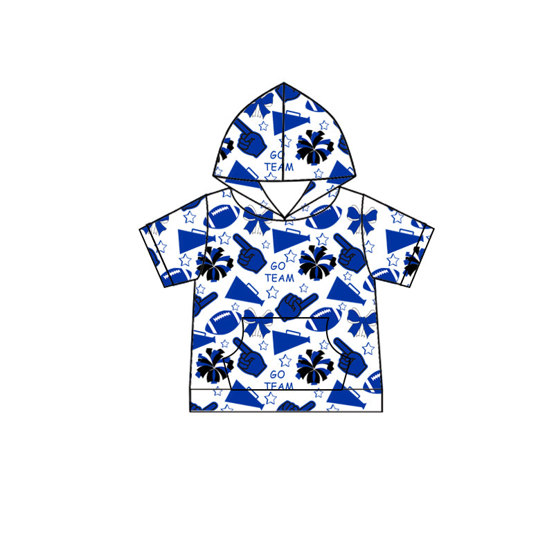 Custom moq 5 each style summer teams baby girls clothes team blue hooded long sleeve tops and short sleeve top and dress and shorts-25.6.12