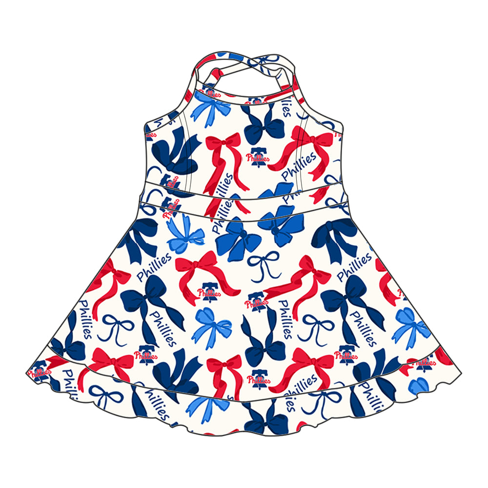 Custom moq 5 mix sizes summer teams baby girls clothes team blue short sleeve skirts shorts sets dress 1 and dress 2 and dress 3 and dress 4-25.5.17
