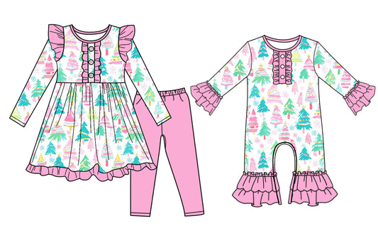 25.7.3 custom each style moq 5eta 4-6week Sibling Sisters Christmas baby girl long sleeve pants sets and rompers match family design