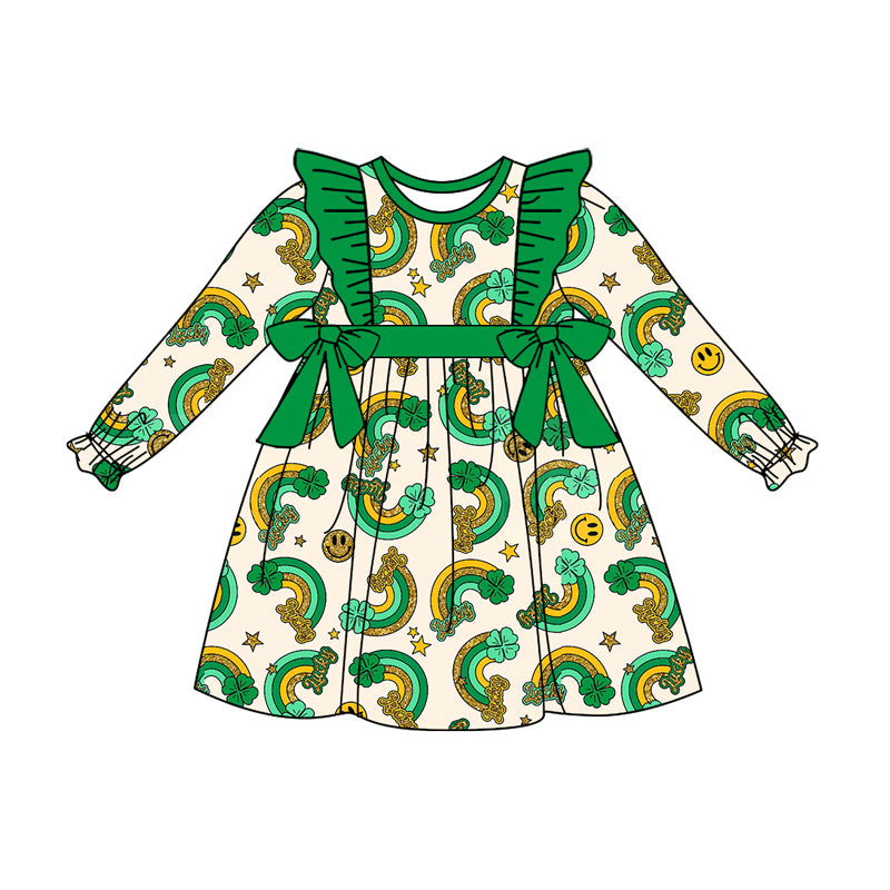 10.12 custom each style moq 5eta 4-6week Sibling Sister Four Leaf Clover green baby girl sets and dress and rompers match family design